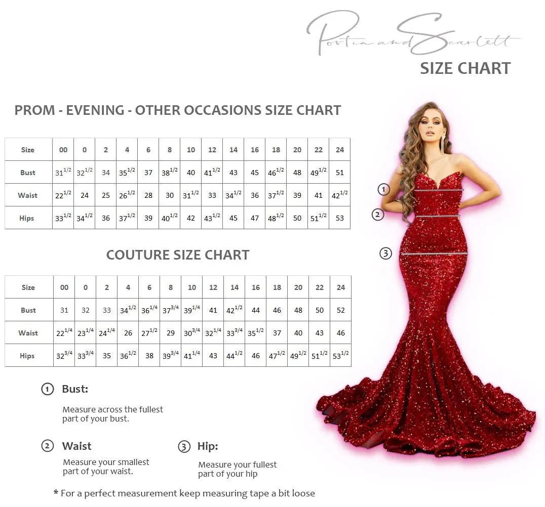 Portia & Scarlett PS22348 Sequin Sweetheart Dress with Slit - 7 Colors