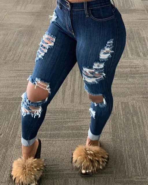 "Naomi" High Waist Ripped Jeans