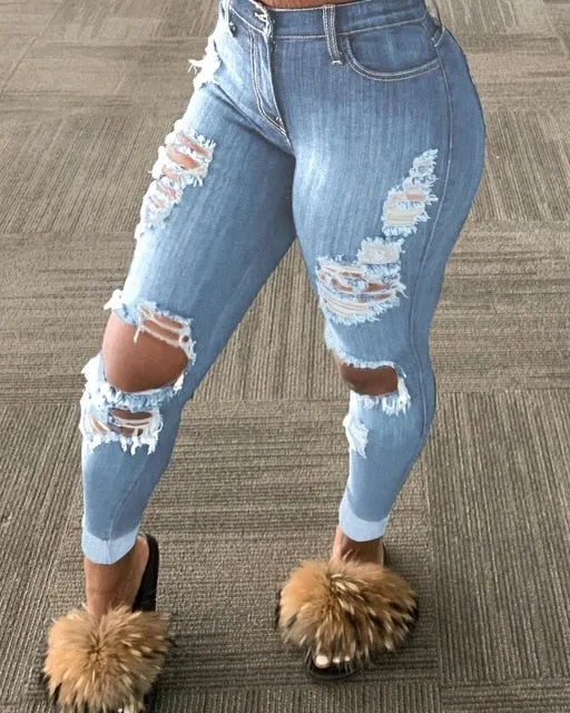 "Naomi" High Waist Ripped Jeans