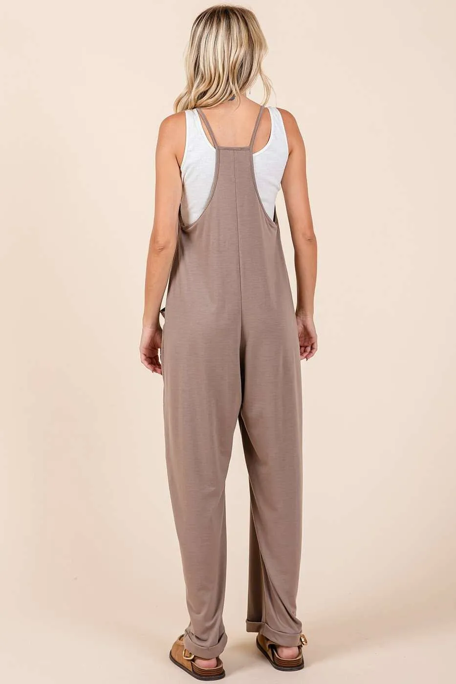 RELAXED FIT PATCH POCKET SLEEVELESS JUMPSUIT