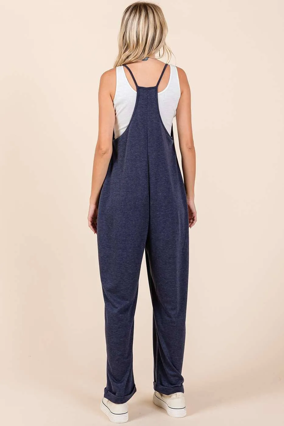 RELAXED FIT PATCH POCKET SLEEVELESS JUMPSUIT