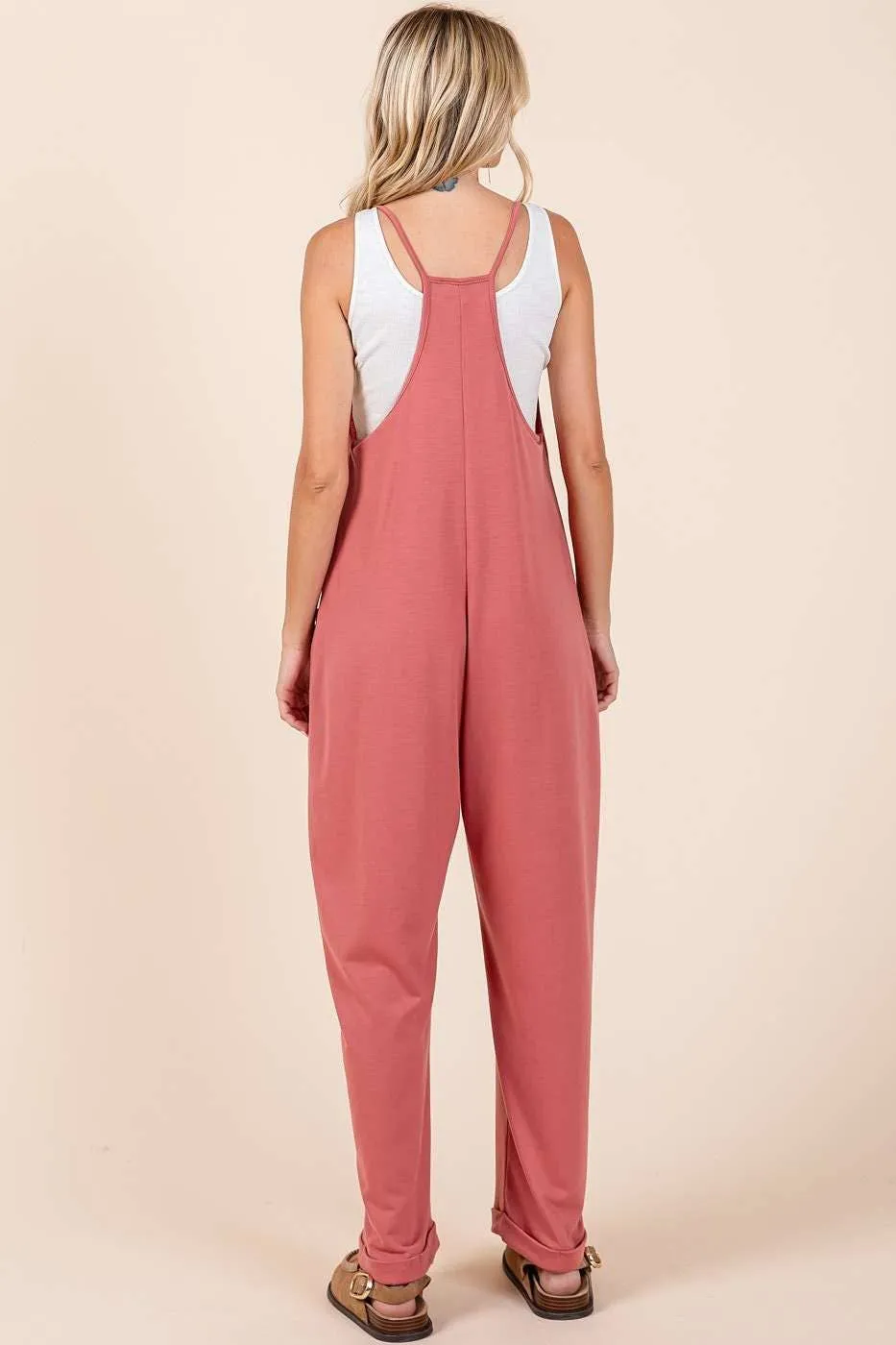 RELAXED FIT PATCH POCKET SLEEVELESS JUMPSUIT
