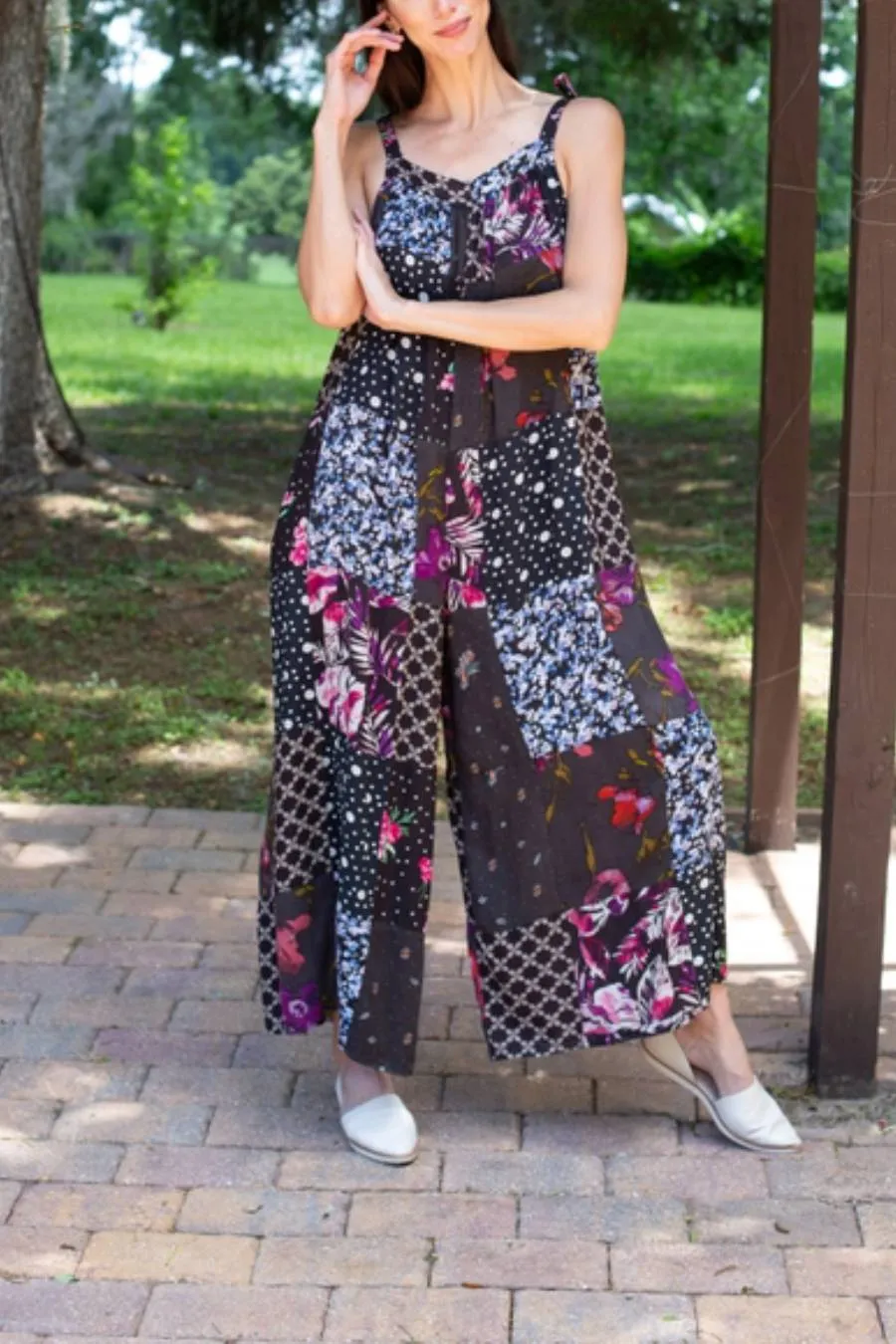 Romantic Night Patchwork Wide Leg Romper