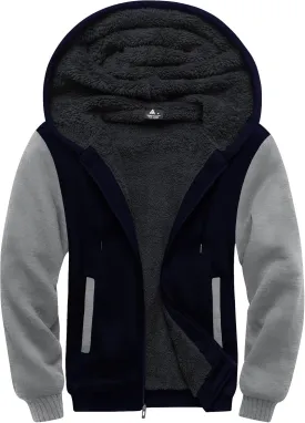 SCODI Hoodies for Men Heavyweight Fleece Sweatshirt - Full Zip Up Thick Sherpa Lined Hooded Jacket
