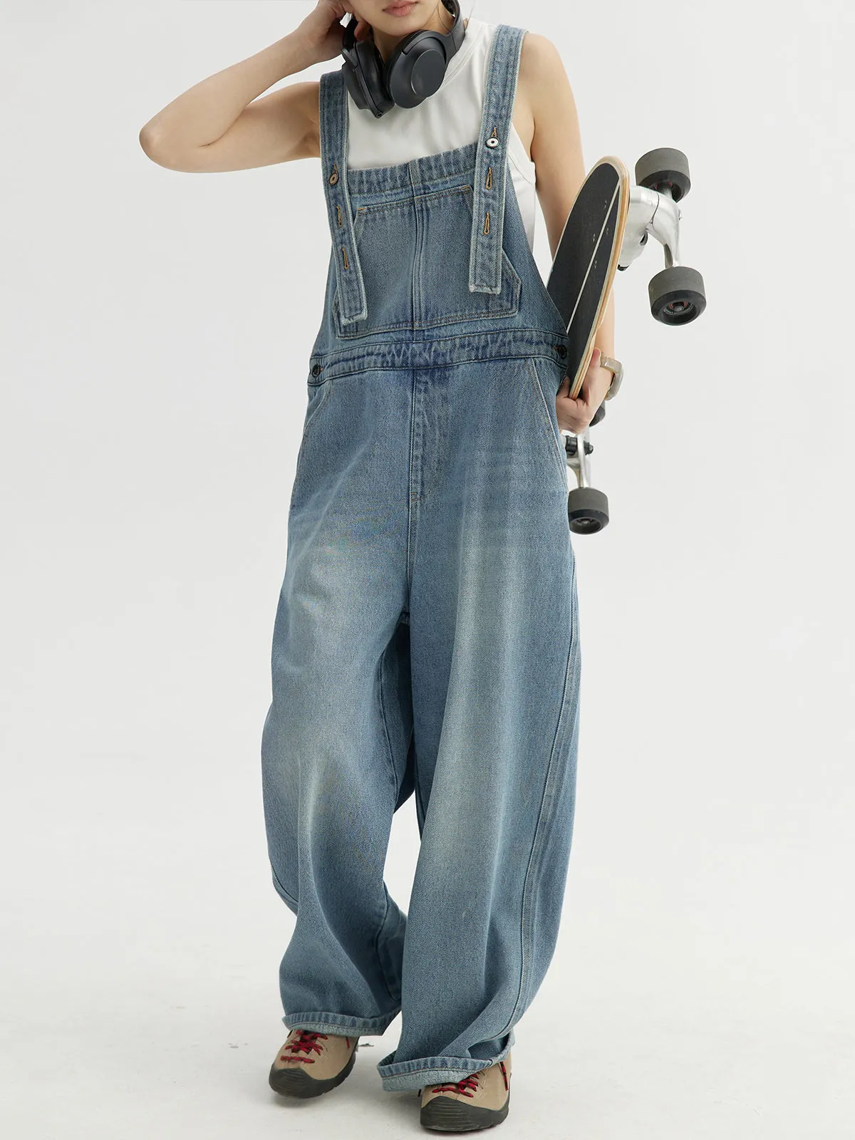Soft Washed Denim Overalls Women Jumpsuit Casual Overalls For Girl