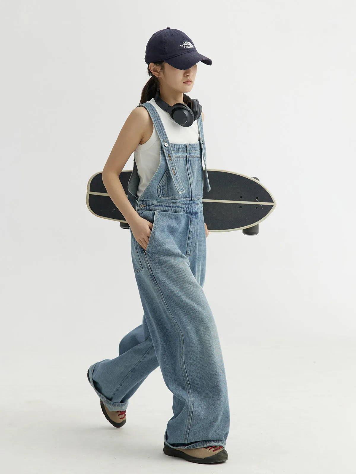 Soft Washed Denim Overalls Women Jumpsuit Casual Overalls For Girl