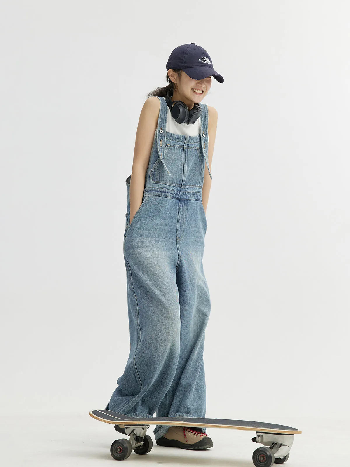 Soft Washed Denim Overalls Women Jumpsuit Casual Overalls For Girl