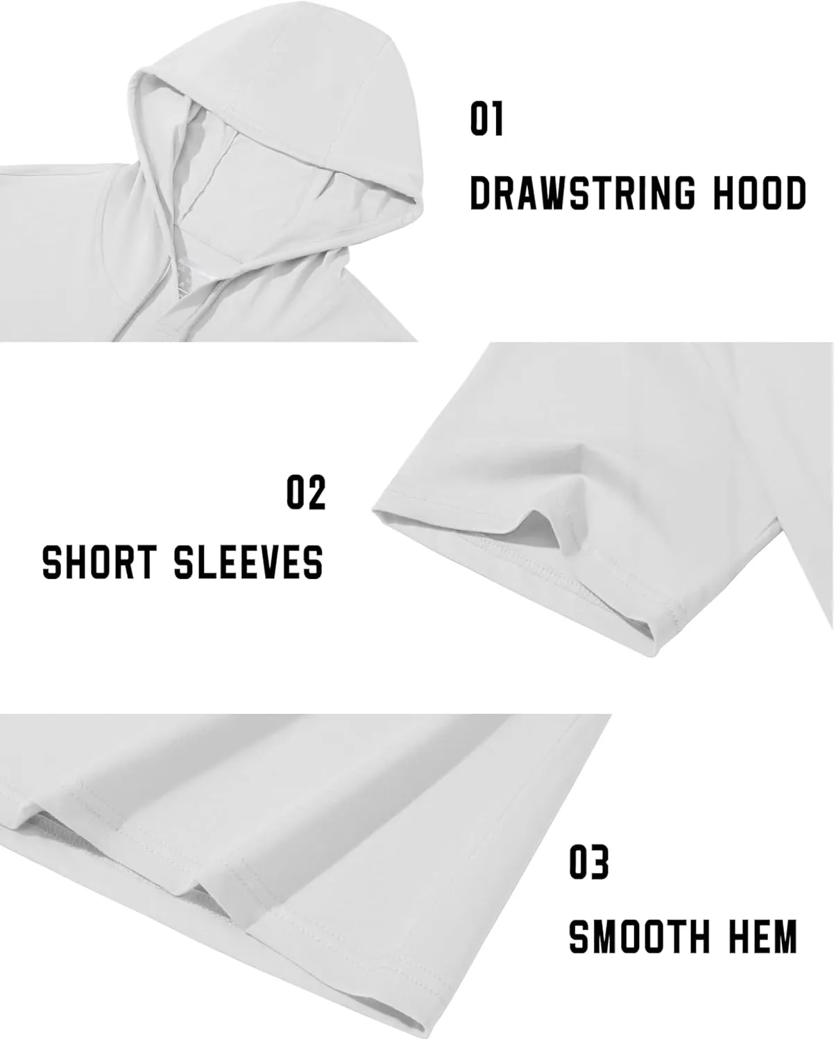 TACVASEN Short Sleeve Hoodies for Men Cotton Hoodies Summer Sweatshirt Lightweight Breathable Workout Shirts Pullover