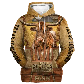 Texas Longhorn Life Is Simple A Farm Hoodie