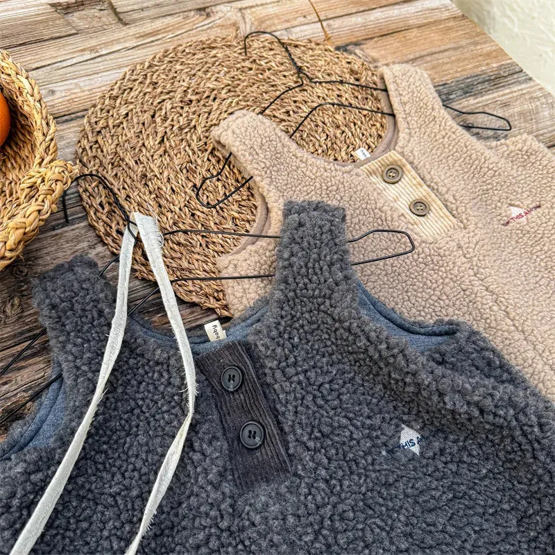 Thick Sherpa-Lined Solid Overalls for Kids