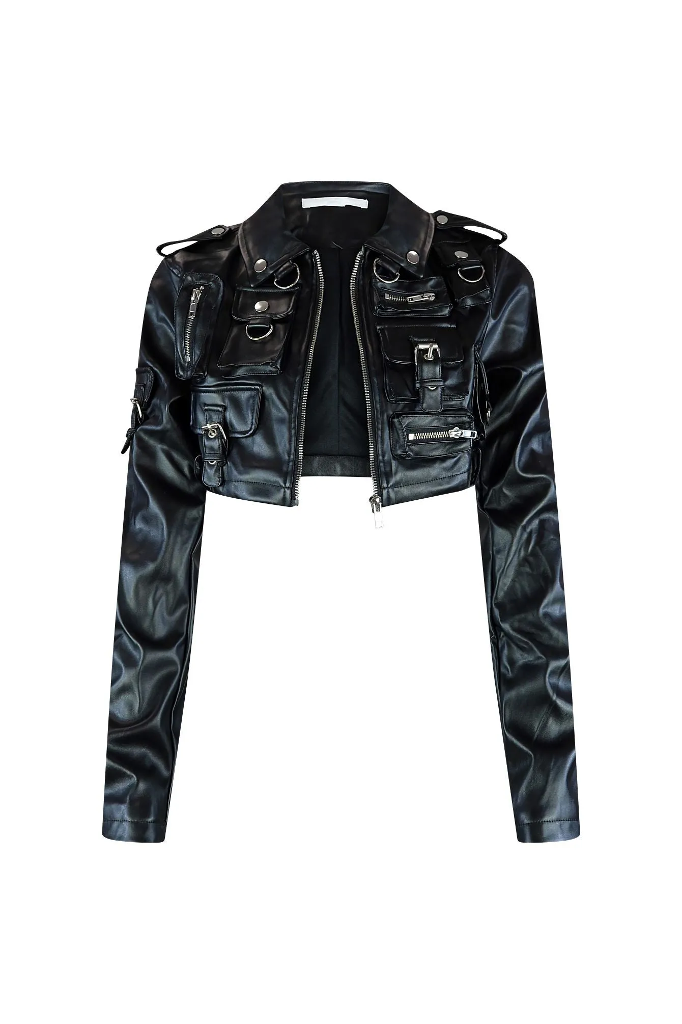 Whiplash Faux Leather Cropped Jacket