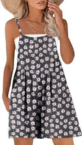 Women's Casual Loose Short Cotton Rompers Bib Overalls Baggy Beach Bohemian Travel Vacation Clothes CAZ