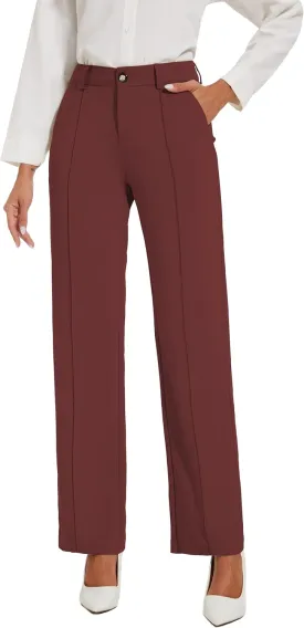 Womens Dress Pants Stretchy Business Casual Work Pants Straight Leg Slacks for Office