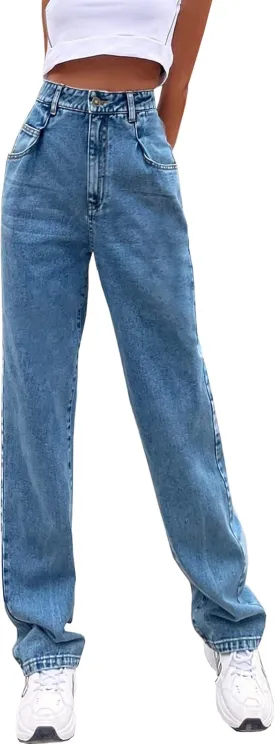 Women's Jeans Regular Relaxed Fit Straight Leg High Waisted Trendy Vintage Boyfriend Juniors Mom Fit Jeans