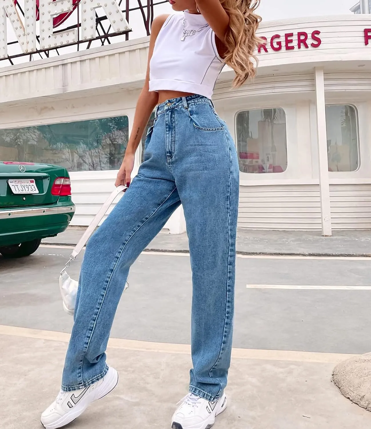 Women's Jeans Regular Relaxed Fit Straight Leg High Waisted Trendy Vintage Boyfriend Juniors Mom Fit Jeans
