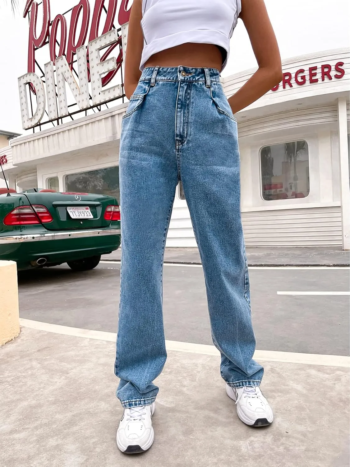 Women's Jeans Regular Relaxed Fit Straight Leg High Waisted Trendy Vintage Boyfriend Juniors Mom Fit Jeans