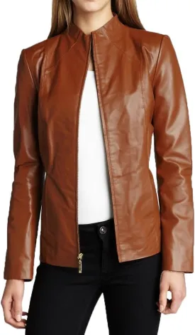 Womens Solid Cheezy Genuine Lambskin Leather Jacket, Biker Jacket