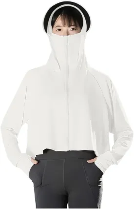 Women's SPF Hoodies Shirts UPF 50  Cropped Jacket Long Sleeve Sun Protection Clothing Full Zip Quick Dry Hiking Tops