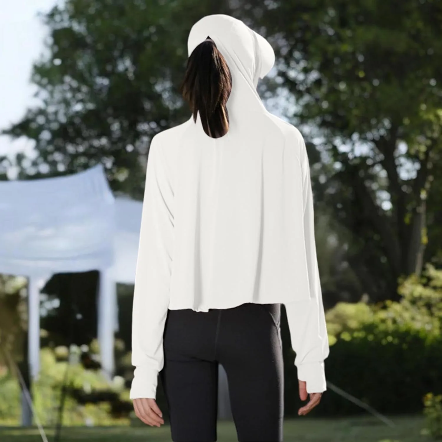 Women's SPF Hoodies Shirts UPF 50  Cropped Jacket Long Sleeve Sun Protection Clothing Full Zip Quick Dry Hiking Tops
