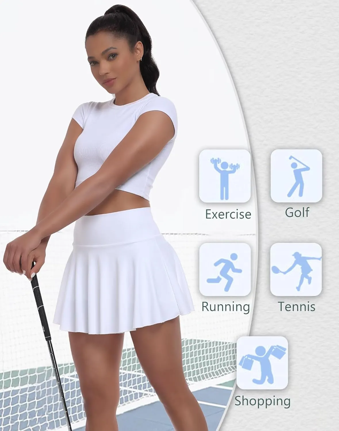 Womens Tennis Skirt with Built-in Shorts High Waisted Pleated Golf Skirts for Women Skater Uniform Cheer Skirt